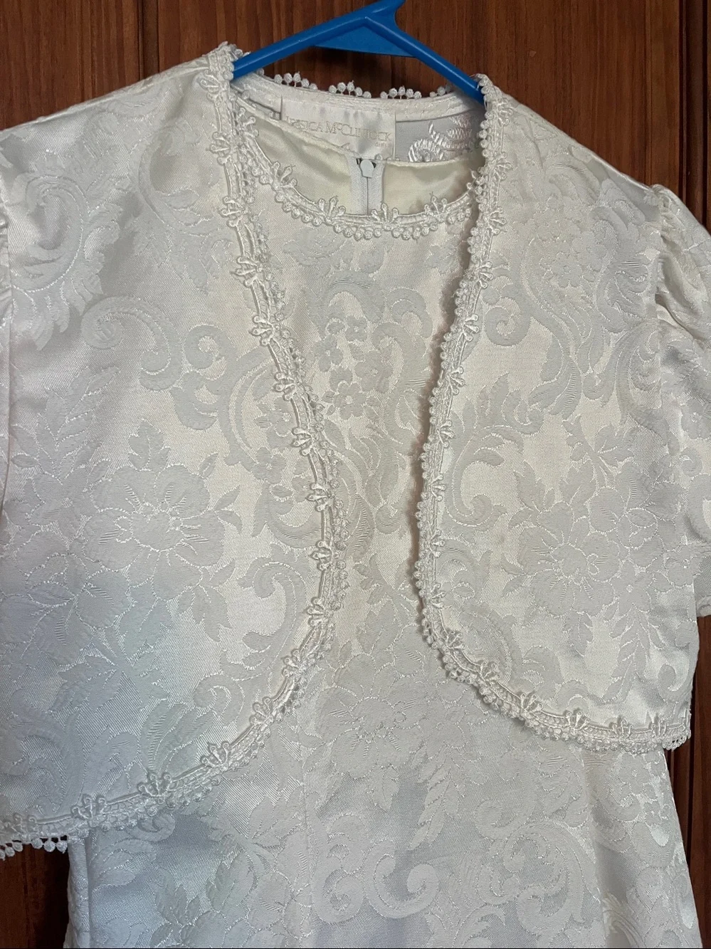 Jessica McClintock Ivory Floral Brocade Dress with Matching Bolero